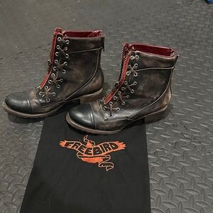 Freebird Women's Distressed Red and Brown Ankle Boots